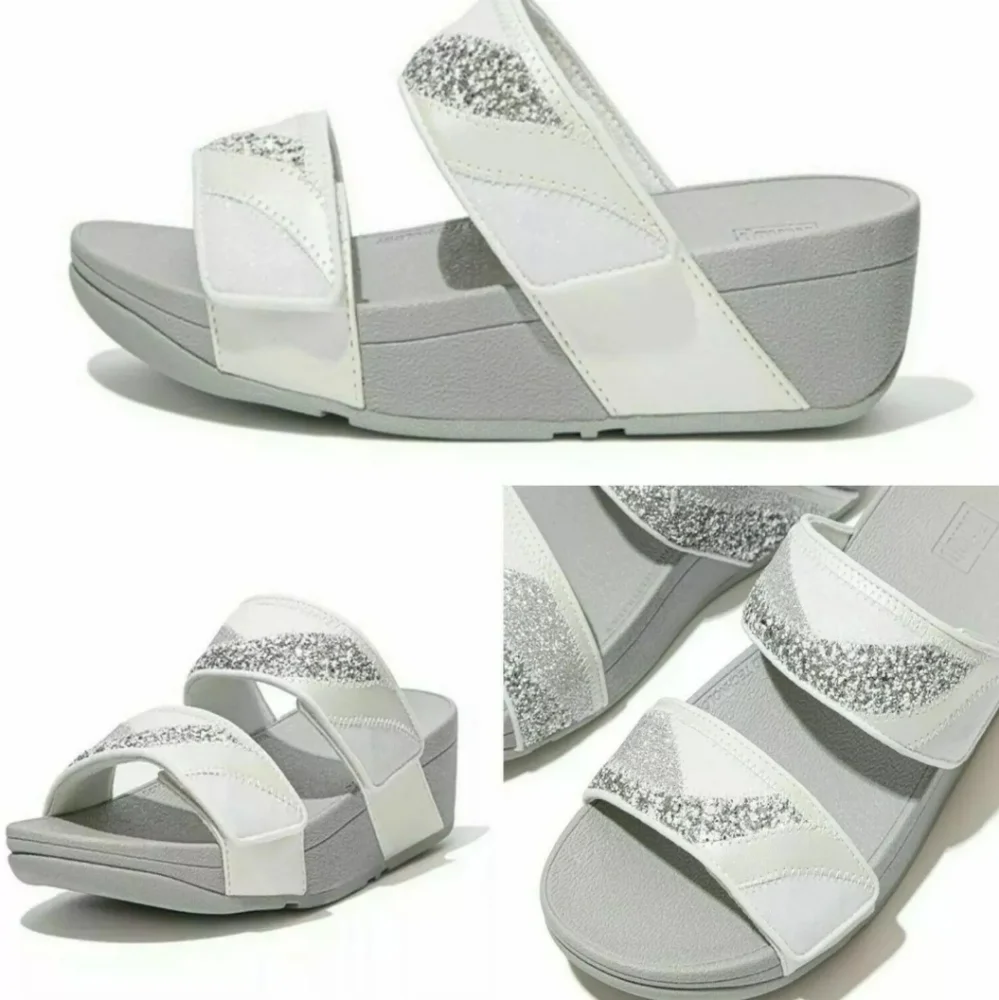FitFlop adjustable strap Mina Ombre & Solid Glitter Slides Platform Sandals